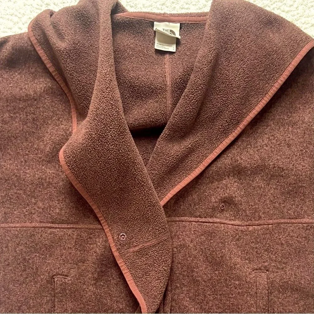 The North Face Crescent Oversized Wrap Hoodie Brown Heather Jacket Sweater SZ L - Picture 6 of 15